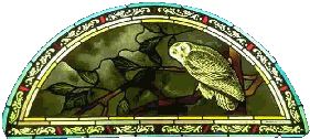 owl window, Jimmy's Pub, Redwing, Minnesota, by Kjerland Studios, Northfield. owl window, Jimmy's Pub, Redwing, Minnesota, by Kjerland Studios, Northfield.