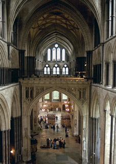 Salisbury Cathedral, strainer arches at the main crossing, from The Salisbury Project, University of Virginia