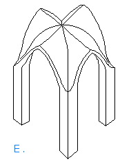 Domed-Up Groin Vault with level top and resultant pointed arches