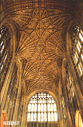 Sherborne Abbey, fan vault over nave, from The Heritage Trail