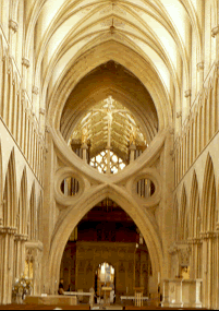 Wells Cathedral, strainer arches at the crossing, pic by Mike Britigan