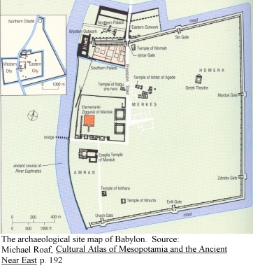 Map of Babylon showing outer city wall